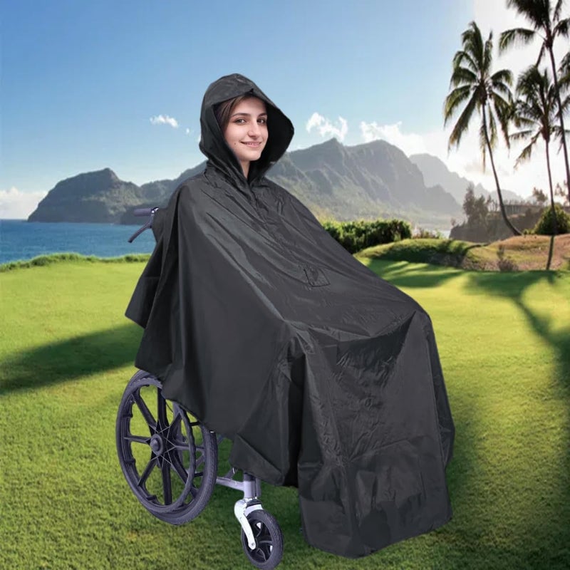 Fonakei Waterproof Wheelchair Poncho, Windproof Rain cover adults Mobility Scooter Poncho Cape - Image 3